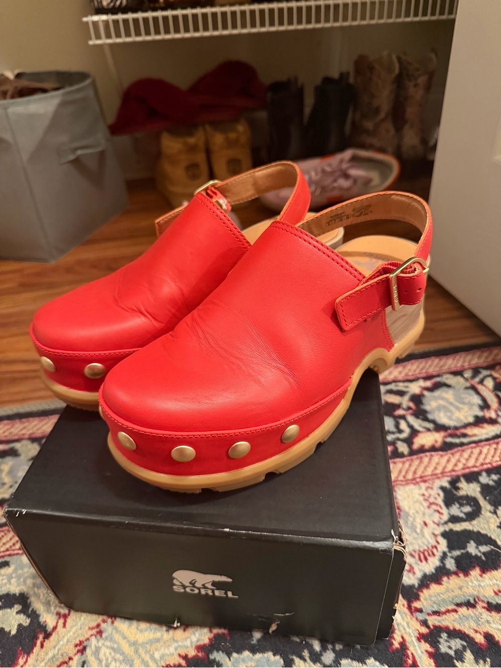 Sorel Orange Slingback Stud-Accent Clog - Picture 2 of 5